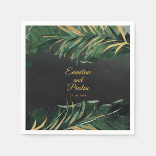 Tropical Palm Wedding 5" Square Cocktail Napkins