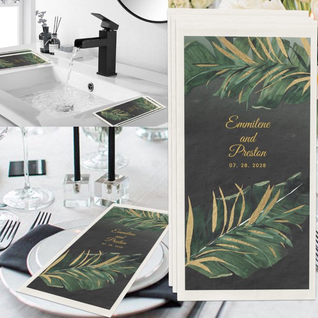 Tropical Palm Wedding Long 3 Ply Dinner Napkins (Creator Uploaded)