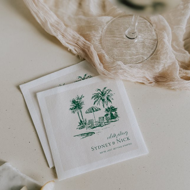 Tropical Palm Wedding Personalised Napkin (Creator Uploaded)