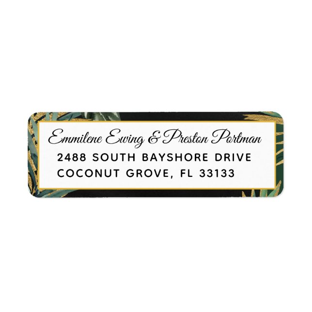 Tropical Palm Wedding Return Address Label (Front)