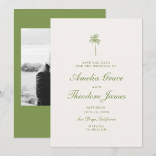 Tropical Palm Wedding Save the Date Card