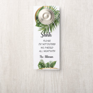 Tropical Palm Wedding Welcome Door Hanger