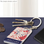 Tropical Palm | Welcome | Vacation Rental Key Ring<br><div class="desc">Template keychain features a stylish tropical palm leaf pattern; designed as a template with custom text and shown with "welcome' in modern typography. A stylish modern tropical patterned keychain to welcome your guests to your beach house, vacation rental or Airbnb. Shown with the text "WELCOME" and "PLEASE ENJOY YOUR STAY"...</div>