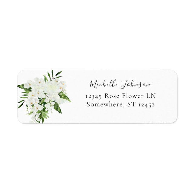 Tropical Palm & White Floral Return Address 2 (Front)