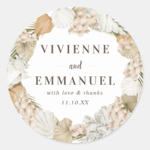 Tropical Palm White Floral Thank You Favour Seal