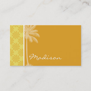 Tropical Palm; Yellow Orange Swirl Business Card