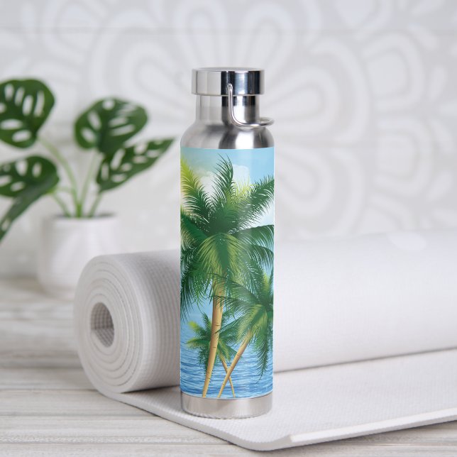 Tropical Palms and Ocean Water Bottle (Yoga)