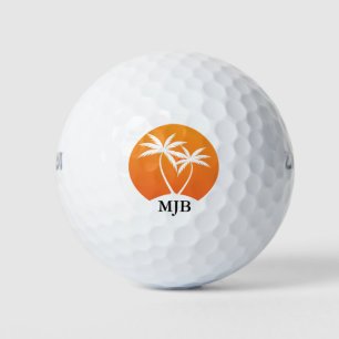 Tropical Palms at Sunset with Your Monogram Golf Balls