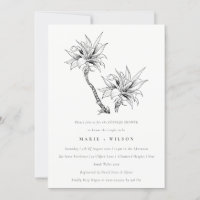 Tropical Palms Black White Sketch Couples Shower