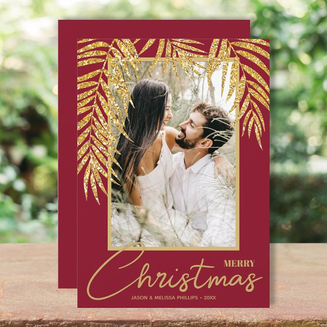 Tropical Palms Christmas Photo Holiday Card (Creator Uploaded)