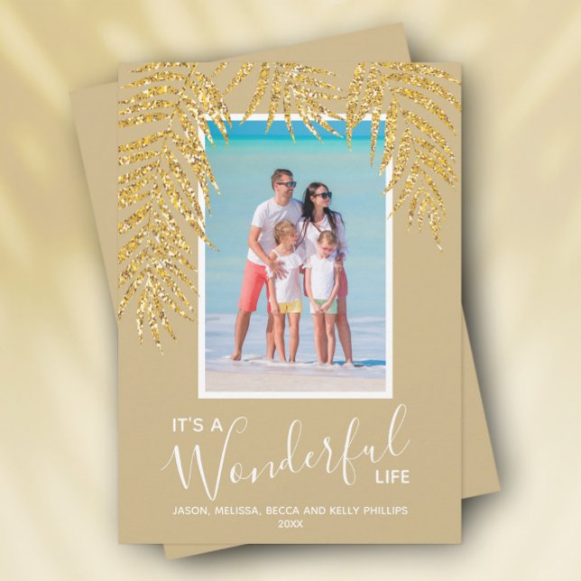 Tropical Palms Christmas Photo Holiday Card (Creator Uploaded)