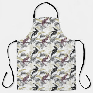 Tropical Palms, Fern in Wine And Black Apron