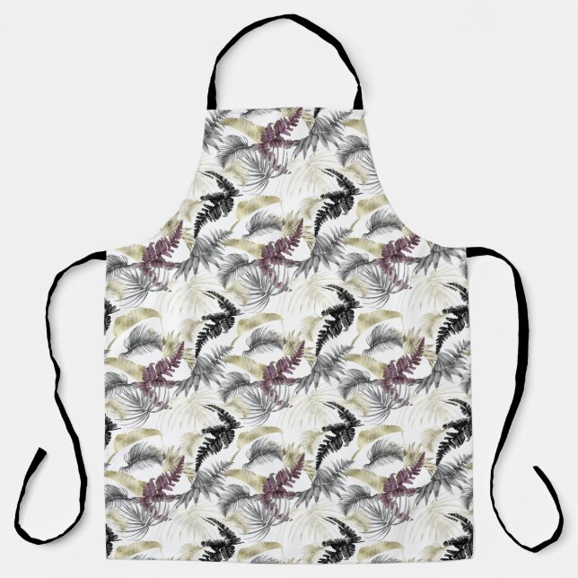 Tropical Palms, Fern in Wine And Black Apron (Front)