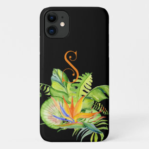 Tropical Palms &  Floral Monogram S Case-Mate iPhone Case