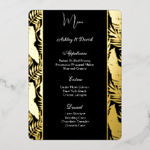Tropical Palms Foil Wedding Menu Card