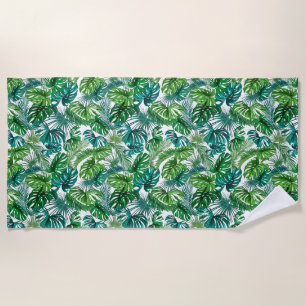Tropical Palms Leaves Beach Towel
