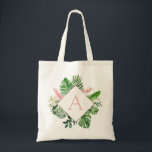 Tropical Palms Monogram Blush Pink Wedding Tote Bag<br><div class="desc">Destination Location - Tropical Palms Beach Botanical Blush Pink and Green Watercolor Spring Wedding Monogram Tote Bags on canvas background - includes beautiful and elegant script typography with modern botanical leaves and greenery for the special Gift for a Wedding, Bridal Shower (Bride or Bridesmaid), Baby Shower, Bachelorette Party, Sweet 16,...</div>