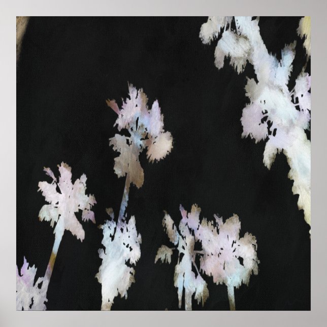 Tropical Palms On Black Background Poster (Front)