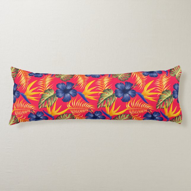 Tropical Palms Print Body Pillow (Front)