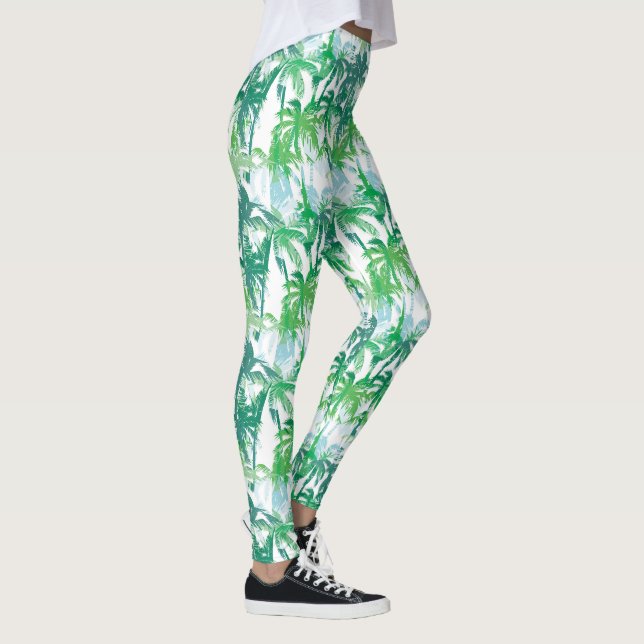 Tropical Palms Print Women's Leggings (Right)