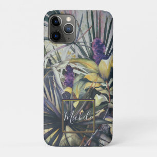Tropical Palms Purple Hyacinths Monogram Case-Mate iPhone Case