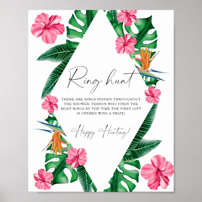 Tropical palms - Ring hunt bridal shower game Poster (Front)