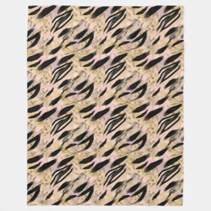 Tropical Palms Tiger Animal Print  Fleece Blanket