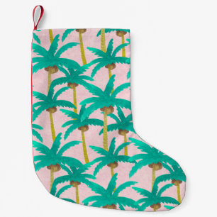 Tropical Palms: Watercolor Summer Pattern Small Christmas Stocking