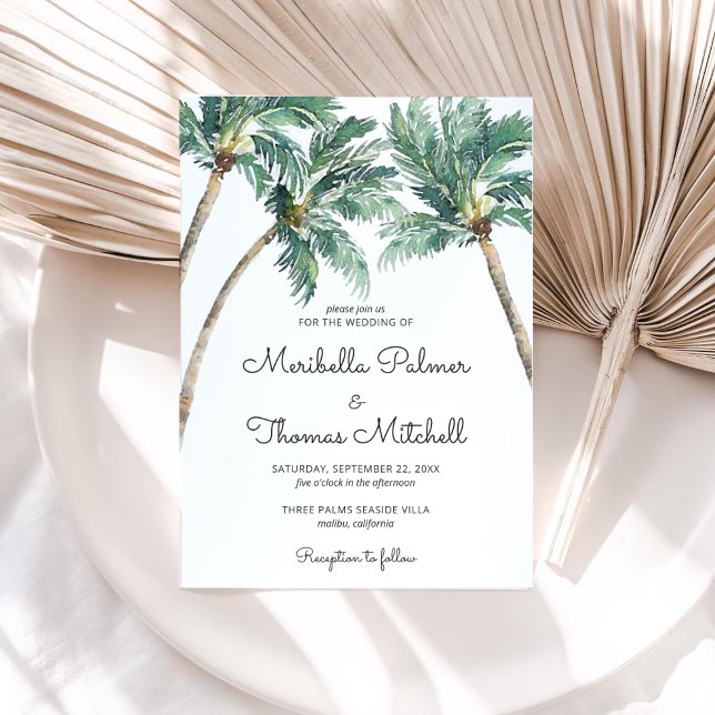 Tropical Palms | Watercolor Wedding Invitation (Creator Uploaded)