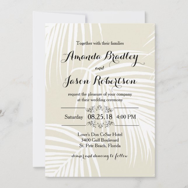 Tropical Palms Wedding Invitation (Front)