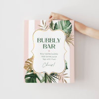 Tropical pam pink stripe bubbly bar bridal shower