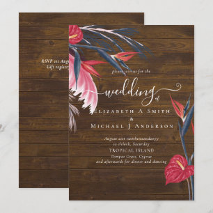 Tropical Pampas Grass Navy Berry Wedding