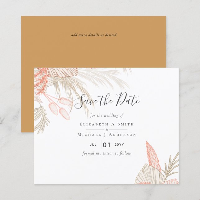 Tropical Pampas Grass Terracotta Wedding (Front/Back)