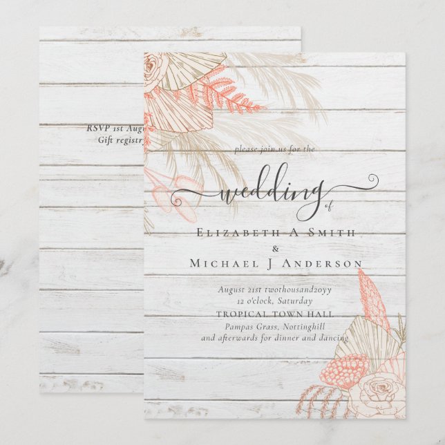 Tropical Pampas Grass Terracotta Wedding (Front/Back)