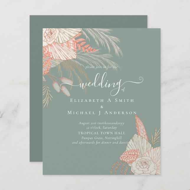 Tropical Pampas Grass Terracotta Wedding (Front/Back)