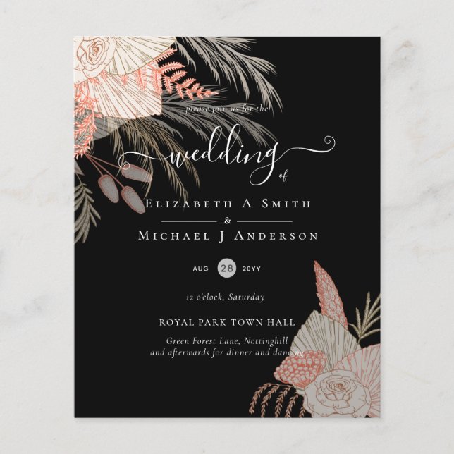 Tropical Pampas Grass Terracotta Wedding Flyer (Front)
