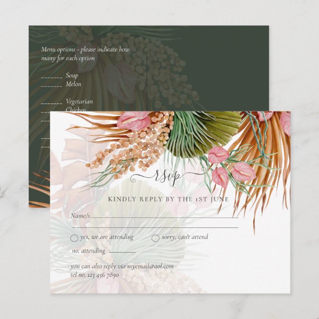Tropical Pampas Grass Terracotta Wedding Postcard (Front/Back)