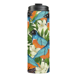 Tropical papaya and bird pattern. thermal tumbler