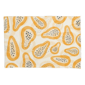 Tropical Papaya: Grunge, Hand Drawn. Pillowcase