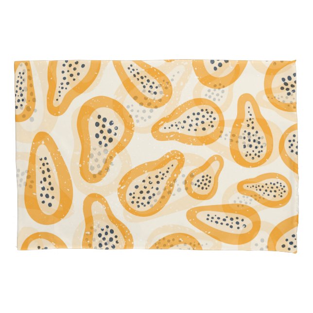 Tropical Papaya: Grunge, Hand Drawn. Pillowcase (Front)