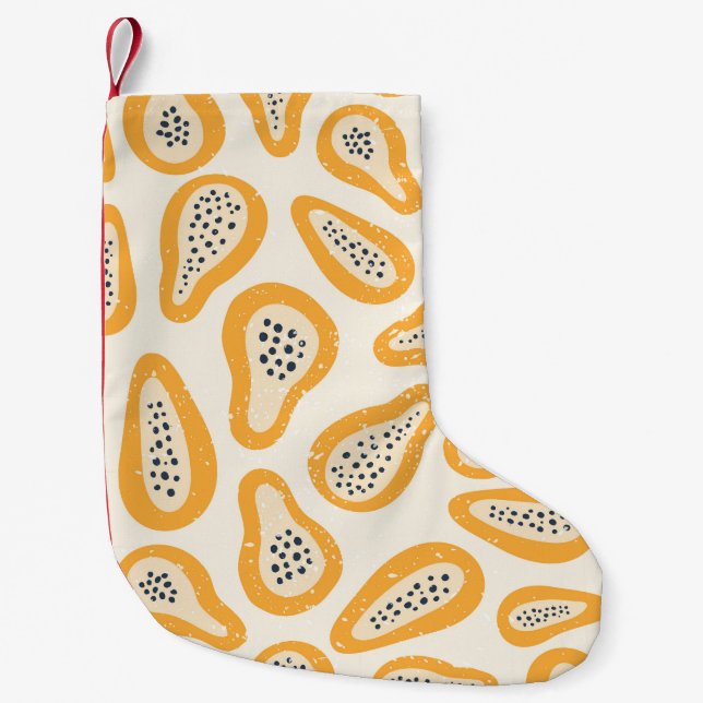 Tropical Papaya: Grunge, Hand Drawn. Small Christmas Stocking (Front)
