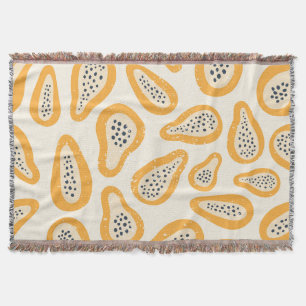 Tropical Papaya: Grunge, Hand Drawn. Throw Blanket