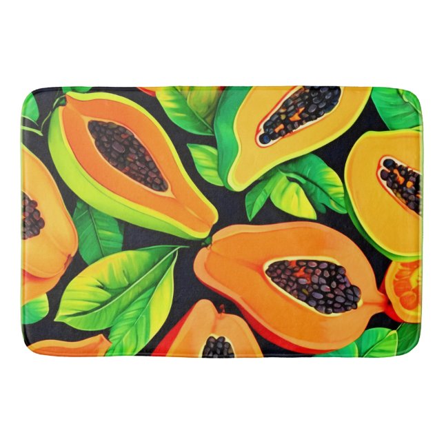 Tropical Papaya Paradise Bath Mat (Front)