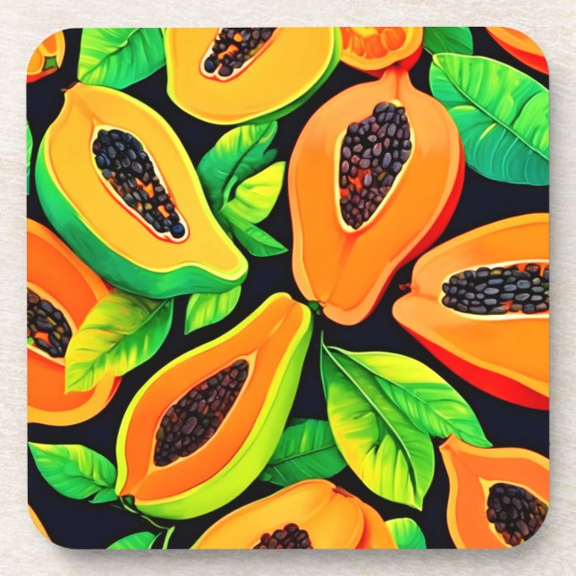 Tropical Papaya Paradise Coaster (Front)