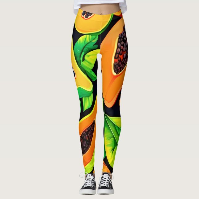 Tropical Papaya Paradise Leggings (Front)