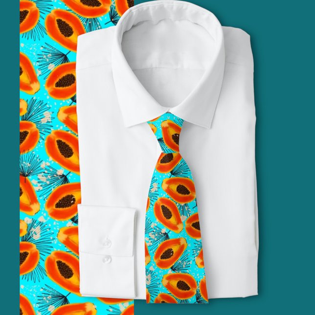 Tropical Papaya Tie (Tropical fruit papaya, bright bold vibrant summer)
