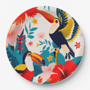 Tropical paper party plates