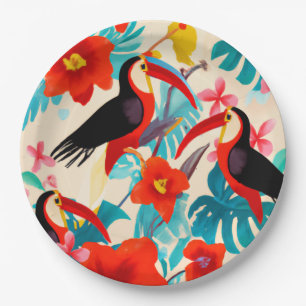 Tropical paper party plates