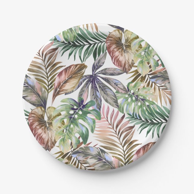 Tropical Paper Plates Tropical Monstera Leaf Decor (Front)