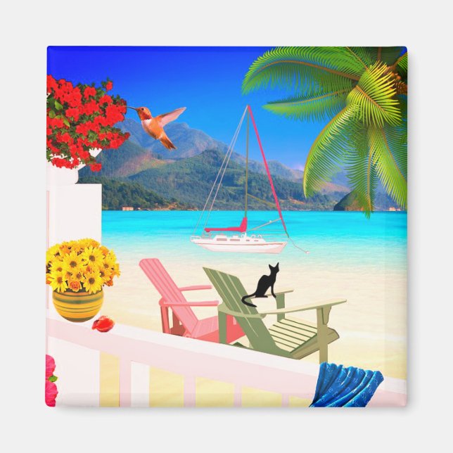 Tropical Paradise 2 Inch Square Magnet (Front)